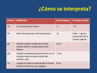 Clasificación Popq para prolapso en ginecología | PPTX