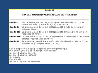 Clasificación Popq para prolapso en ginecología | PPTX
