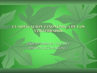 CLASIFICACIÓN TAXONÓMICA DE LOS VERTEBRADOS PAOLA LOMBANA  ÁLVAREZ DARWIN RICO MARTÍNEZ 