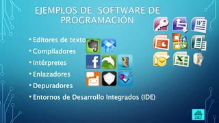 • Editores de texto
• Compiladores
• Intérpretes
• Enlazadores
• Depuradores
• Entornos de Desarrollo Integrados (IDE)
 