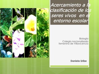 Acercamiento a la
clasificación de los
seres vivos en el
entorno escolar
Daniela Uribe
Biología
Colegio nacionalizado
femenino de Villavicencio
 