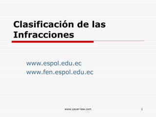 Clasificación de las Infracciones www.espol.edu.ec www.fen.espol.edu.ec www.yavar-law.com 