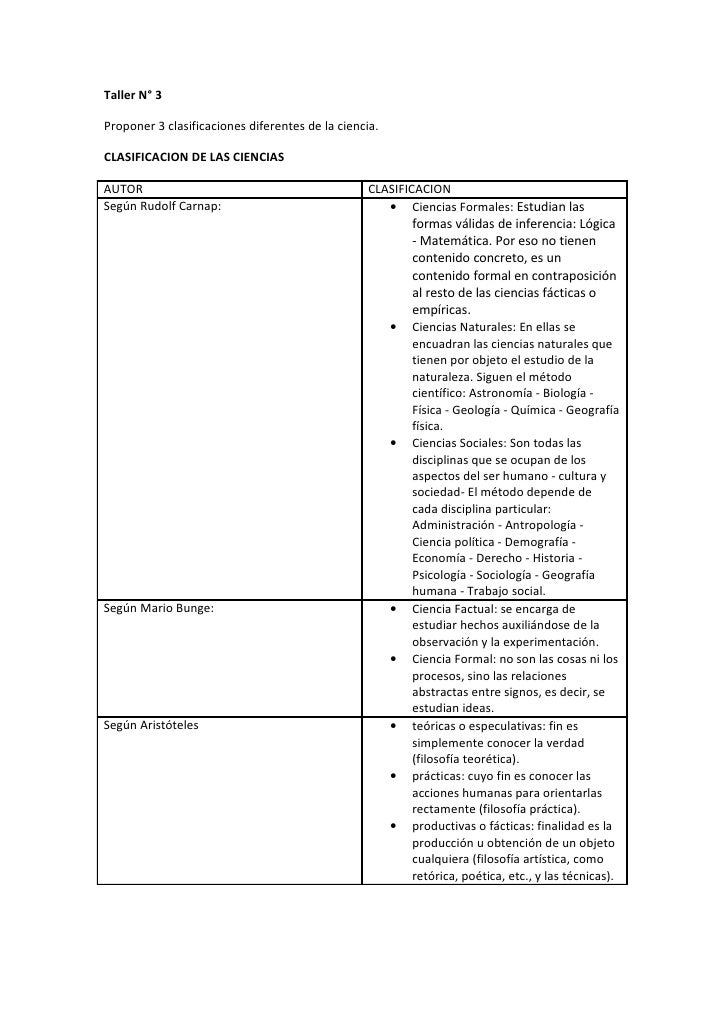 Clasificacion De Las Ciencias