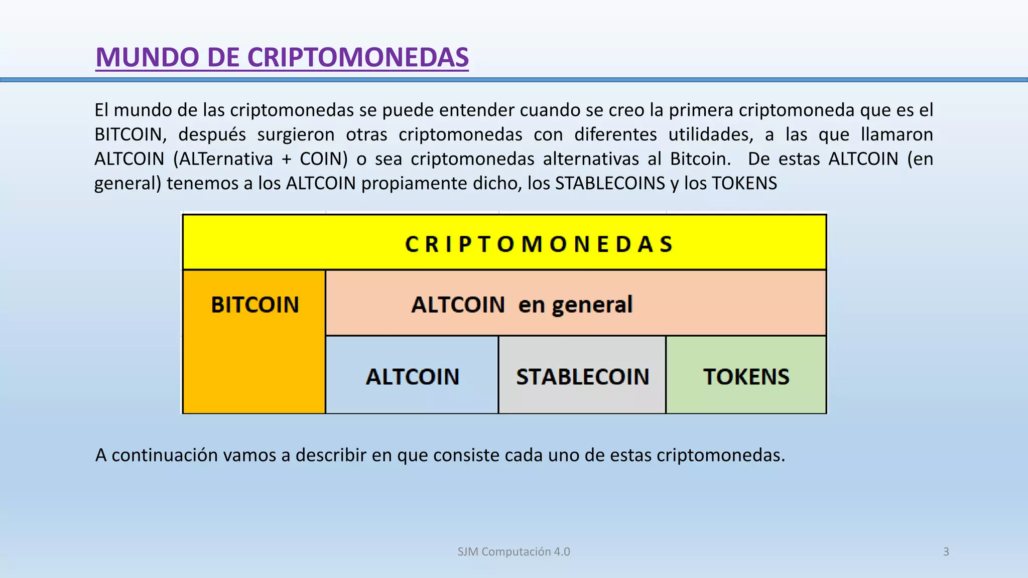 CLASIFICACION DE CRIPTOMONEDAS | PPTX