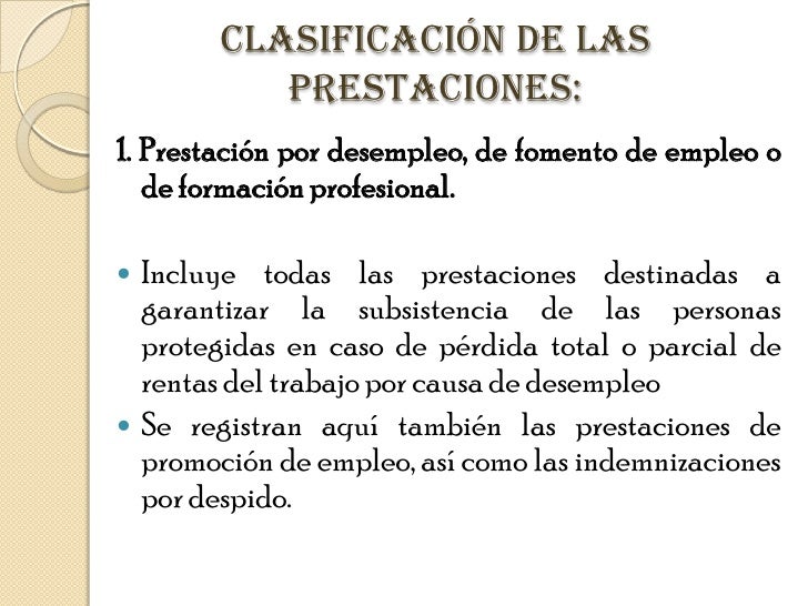 Clasificacion de las prestaciones
