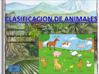 GRADO TERCERO ASIGNATURA: BIOLOGIA CLASIFICACION DE ANIMALES  