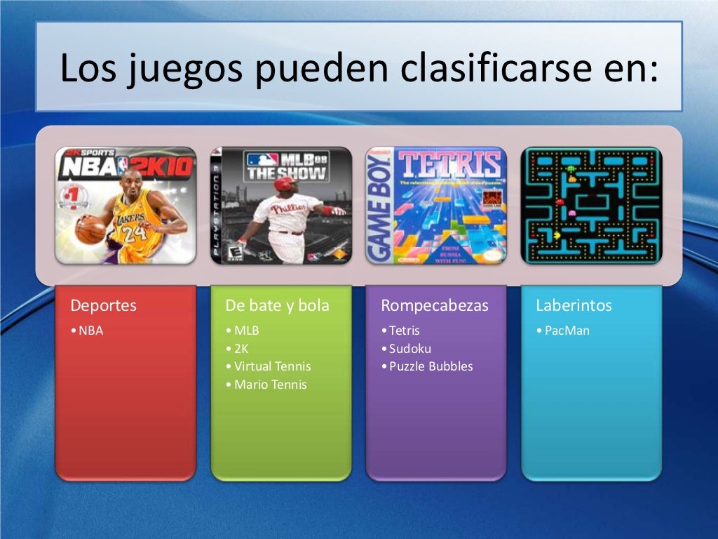 Clasificacion de los juegos de video