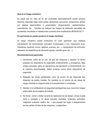 Clasificacion de los riesgos