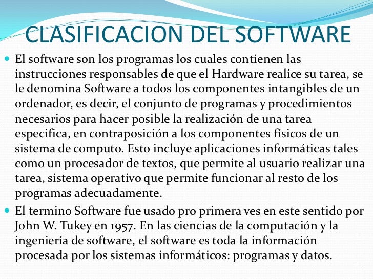 Clasificacion del software