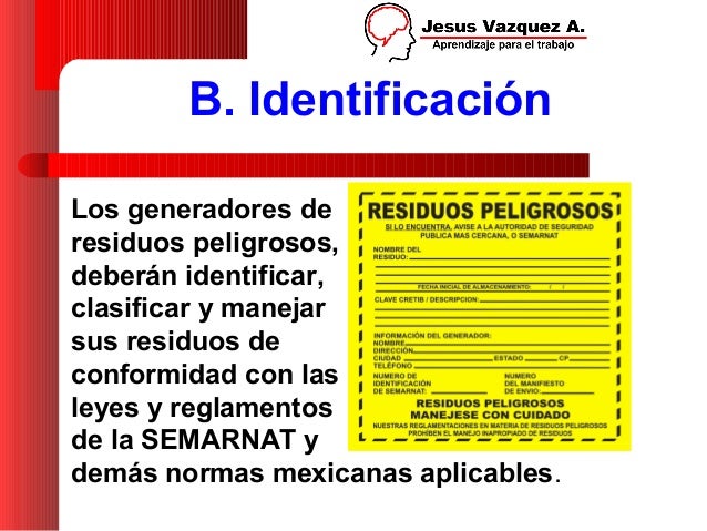 Clasificacion de residuos peligrosos
