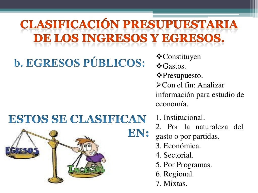 CLASIFICACION PRESUPUESTARIA DE INGRESOS Y EGRESOS