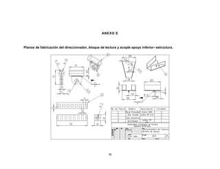 78
ANEXO E
Planos de fabricación del direccionador, bloque de lectura y acople apoyo inferior- estructura.
 