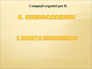 Compuşii organici pot fi: 
 