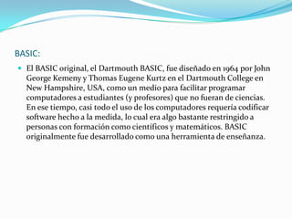 ADA:es un lenguaje de programación orientado a objetos y fuertemente tipado de forma estática que fue diseñado por Jean Ichbiah de CII Honeywell Bull por encargo del Departamento de Defensa de los Estados Unidos. Es un lenguaje multipropósito, orientado a objetos y concurrente, pudiendo llegar desde la facilidad de Pascal hasta la flexibilidad de C++.ALGOL:Fue muy popular en las universidades durante los años 60, pero no llegó a cuajar como lenguaje de utilización comercial.     Sin embargo, Algol influyó profundamente en varios lenguajes posteriores que sí alcanzaron gran difusión, como Pascal, C y Ada.