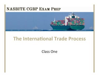 The International Trade Process
Class One
 