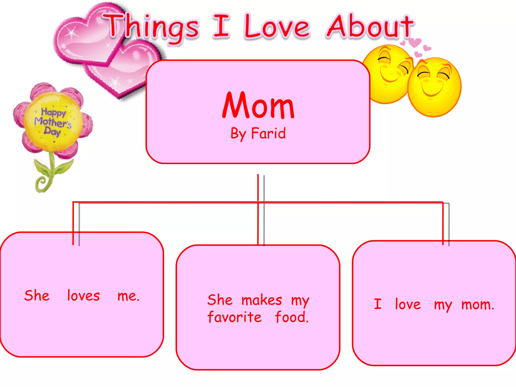 Mom By Farid She  loves  me. She  makes  my  favorite  food. I  love  my  mom. 