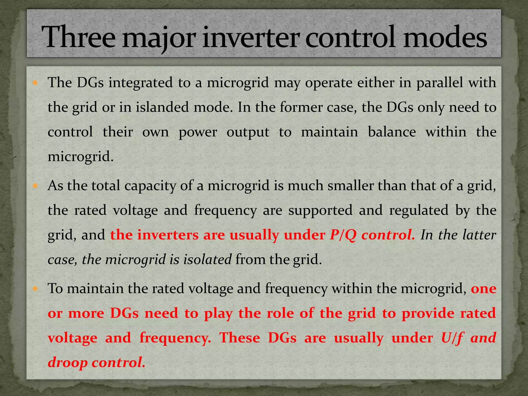 Microgrid stability and control modes | PDF