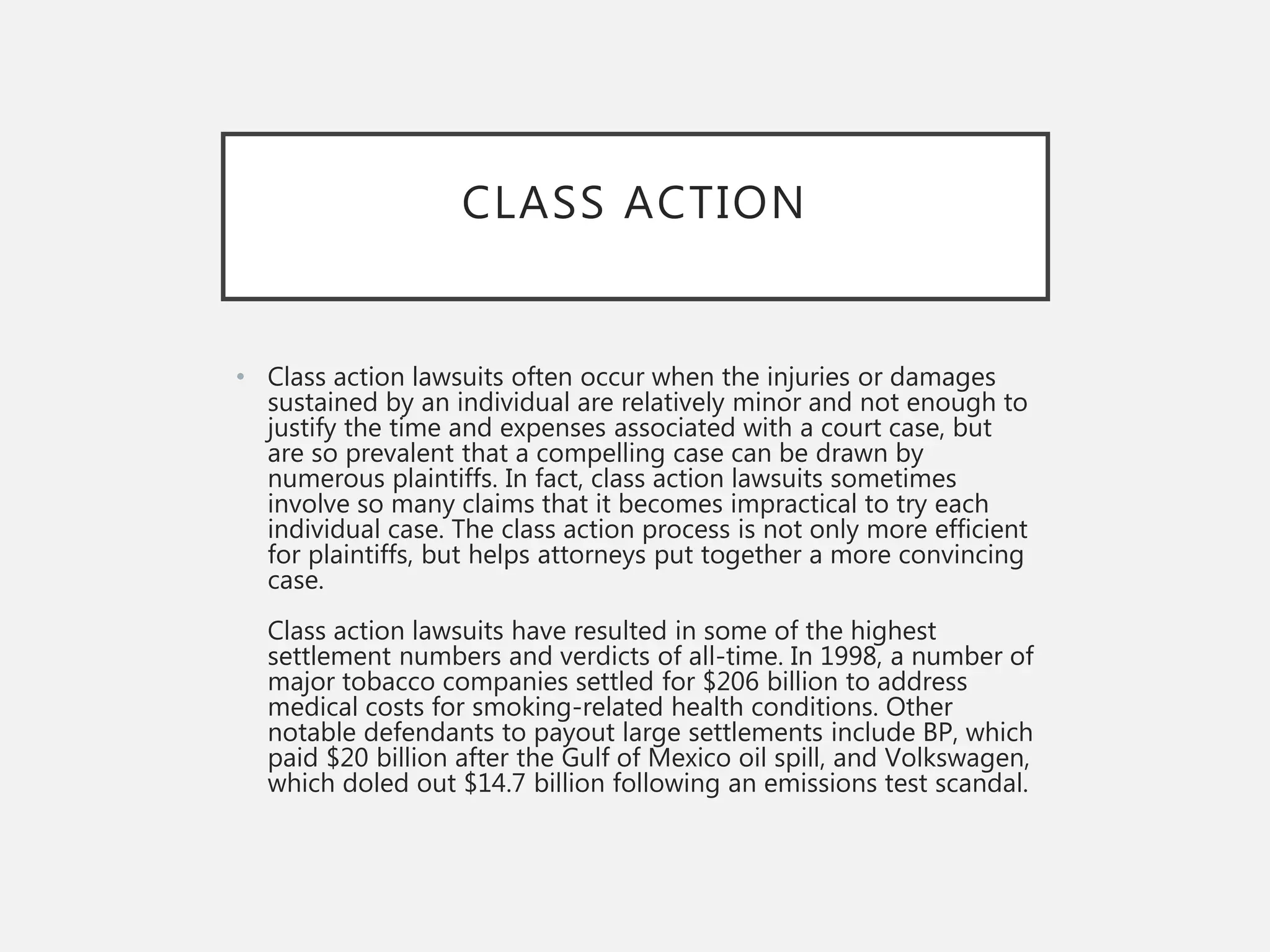 An Introduction to Class Action Lawsuits PPT