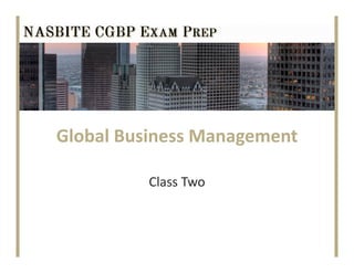 Global Business Management
Class Two
 