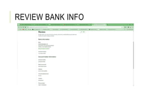 REVIEW BANK INFO
 