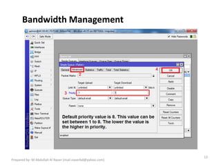 Bandwidth Management
12
Prepared by- M Abdullah Al Naser (mail.naserbd@yahoo.com)
 