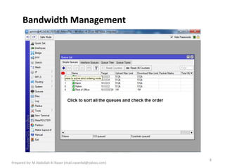 Bandwidth Management
8
Prepared by- M Abdullah Al Naser (mail.naserbd@yahoo.com)
 