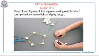 ART INTEGRATION
ACTIVITY-1
Make closed figures of line segments using matchsticks /
toothpicks/ice-cream sticks and play dough.
 