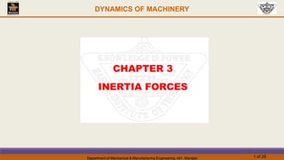 Department of Mechanical & Manufacturing Engineering, MIT, Manipal 1 of 25
CHAPTER 3
INERTIA FORCES
DYNAMICS OF MACHINERY
 