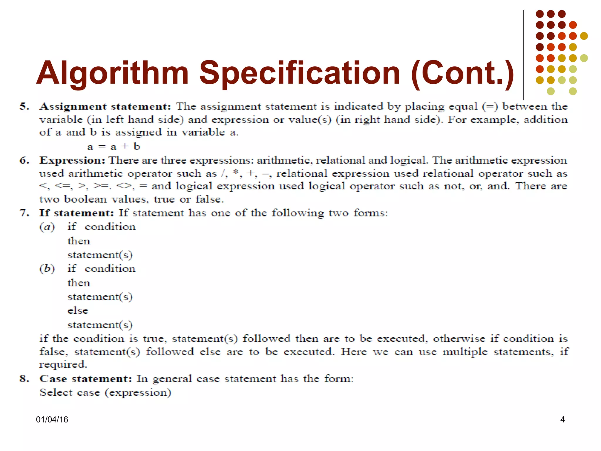 Specification and complexity - algorithm | PPT