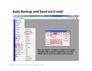 Auto Backup and Send via E-mail
23
Prepared by- M Abdullah Al Naser (mail.naserbd@yahoo.com)
 