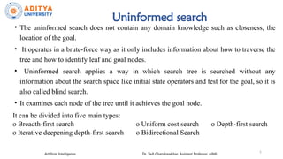 Comprehensive Overview of Uninformed Search Algorithms in AI | PPTX
