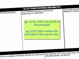 pg. 22 ¶11 Julio was afraid of
        the principal

 pg. 25 ¶7 Julio realizes the
principal is like anyone else.
 