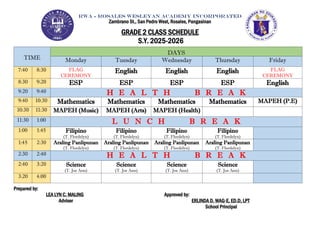 Class-Schedules-2025-2026 lay out design | PDF