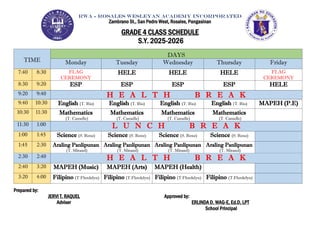 Class-Schedules-2025-2026 lay out design | PDF