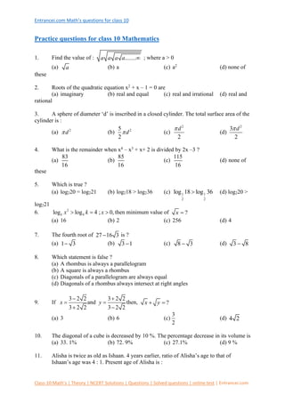 Class 10 math question discount