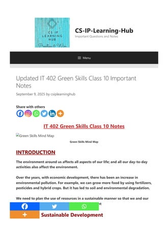 Class - X Green skill notes .pdf it code 402 ncert | PDF