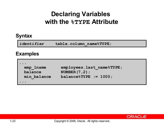 1 - Introduction to PL/SQL