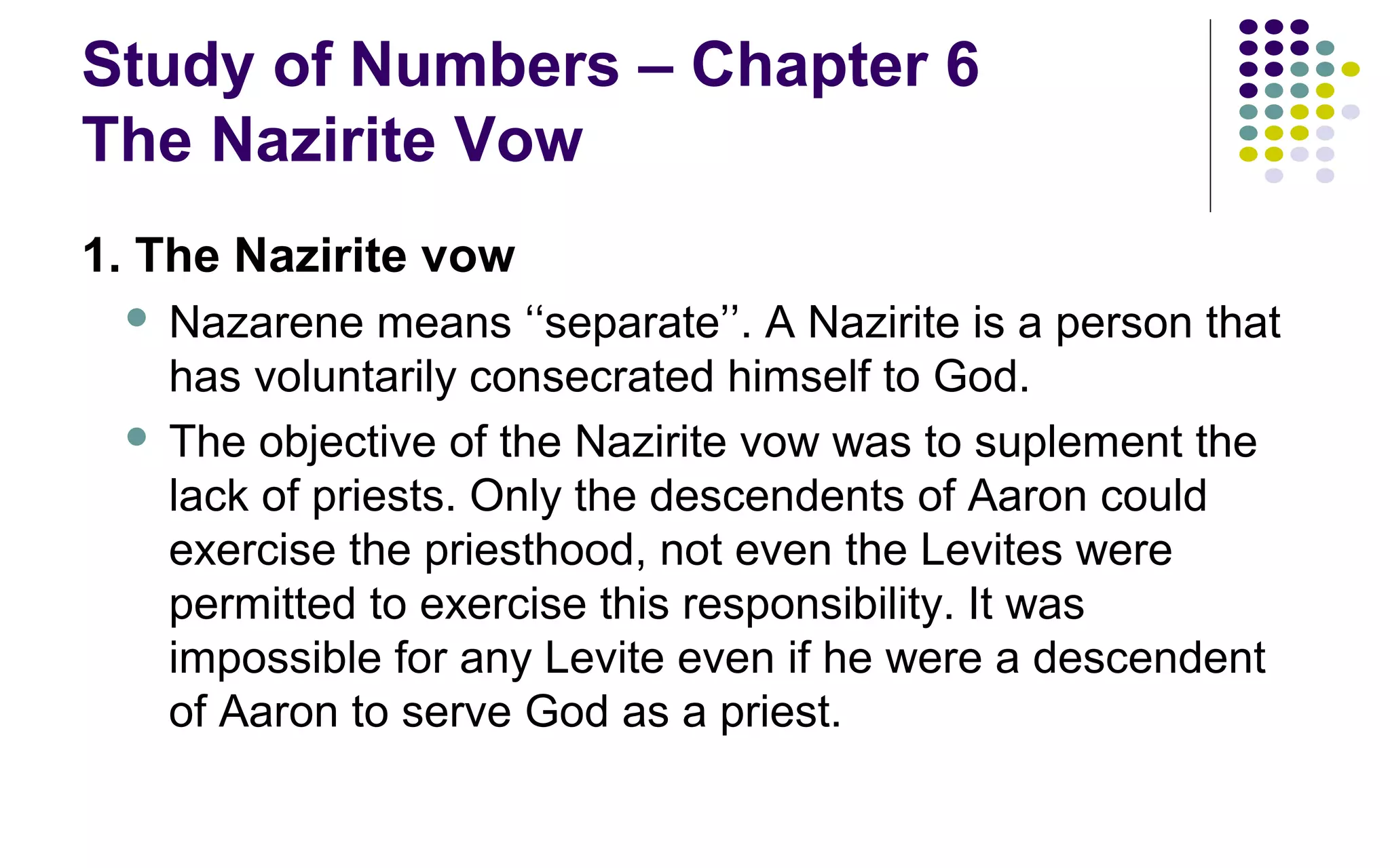 Numbers Class 03 The Nazirite Vow Ppt