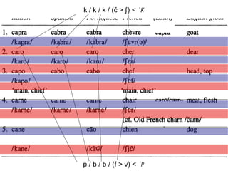p / b / b / (f > v) <  *p   k / k / k / (č > ʃ   ) <  *k   