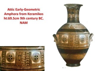 Attic Early-Geometric
Amphora from Keramikos
ht:69.5cm 9th century BC.
NAM
 