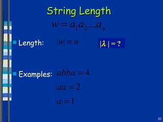 String Length Length: Examples: |    | = ? 