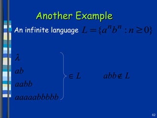 Another Example An infinite language 