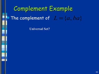 Complement Example The complement of Universal Set? 