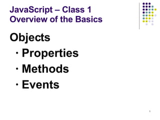 JavaScript – Class 1 Overview of the Basics ,[object Object],[object Object],[object Object],[object Object]