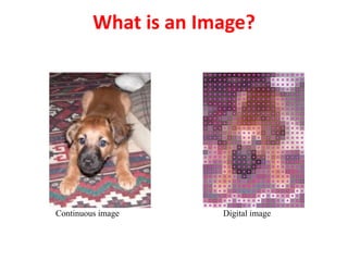 What is an Image?
Continuous image Digital image
 