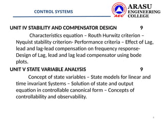 Cc Routh Model control system unit 1 Types of control system and examples of control ...