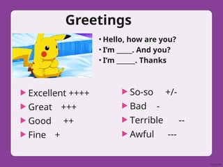 Initial Hello Examples Class 1 - let's say hello in a simple manner | PPT