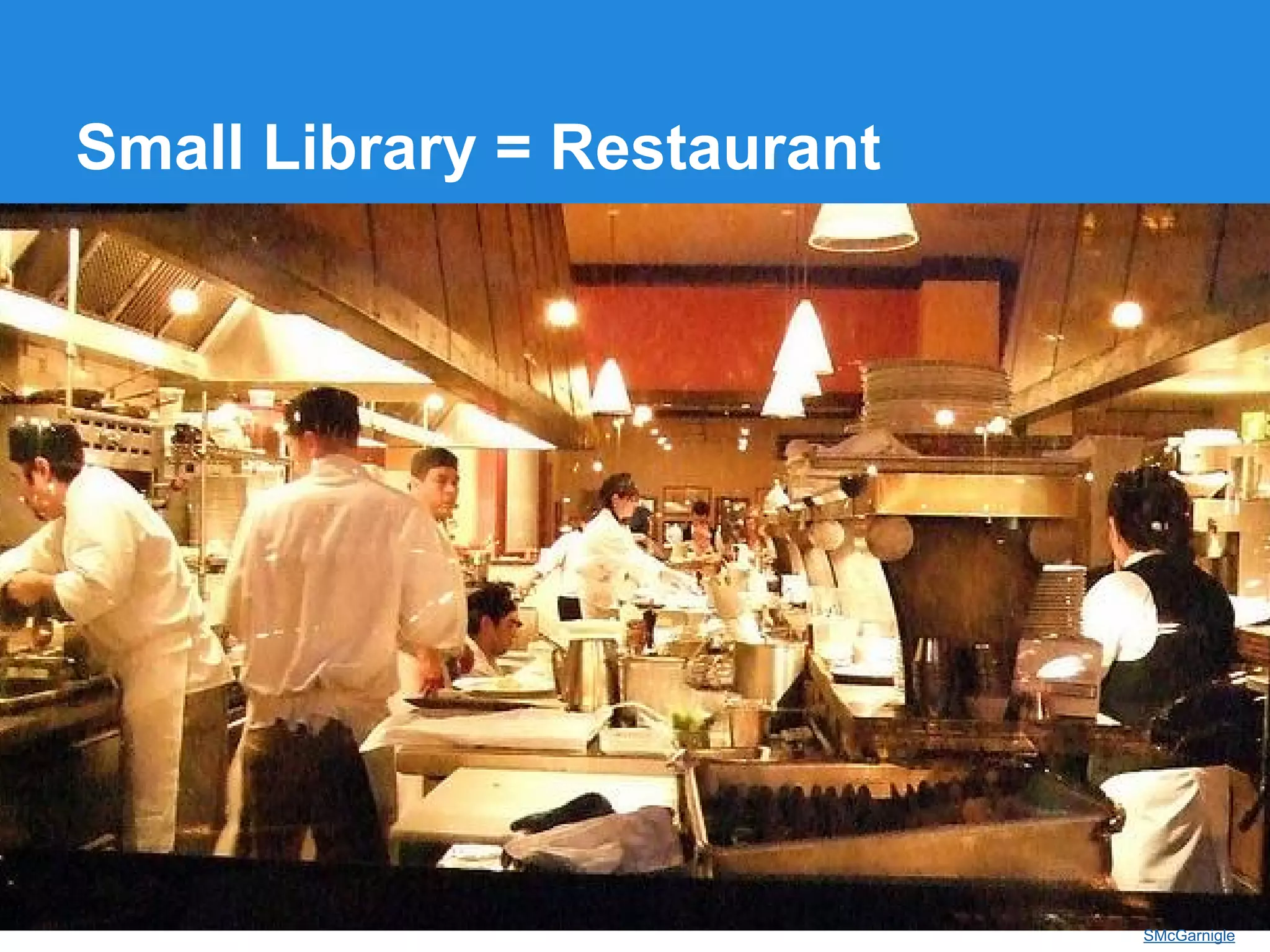 Small Library = Restaurant

SMcGarnigle

 