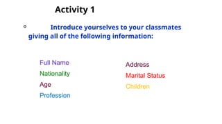 Class 1 - English Class 1 - English Class 1 - English | PPTX