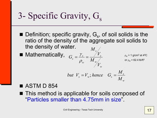 Class 1 Moisture Content - Specific Gravity ( Geotechnical Engineering ...